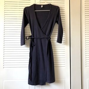 American Apparel Wrap Dress - 3/4 Sleeve - Navy Blue - XS